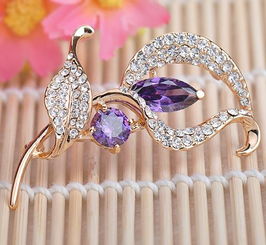 韓版時(shí)尚花朵胸針 xz151 精美水鉆飾品廠家直銷